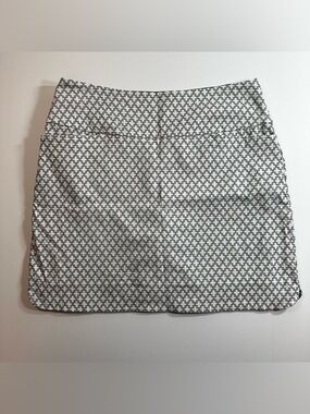 S.C.&Co White Black Geometric Wide Band Pockets Casual Pull-On Golf Skort Size L
